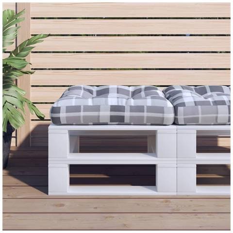 Cuscino Per Pallet Motivo A Quadri Grigi 60x60x12 Cm In Tessuto - Foto 1