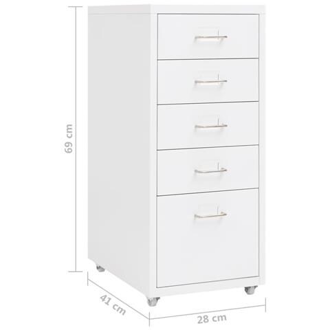 Lusso Casadino -  Schedario Mobile Bianco 28x41x69 Cm In Metallo - Foto 8