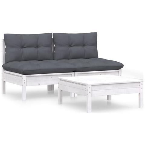 Lusso Casadino -  Set Divani Da Giardino 3 Pz Con Cuscini Antracite Legno Di Pino - Foto 1