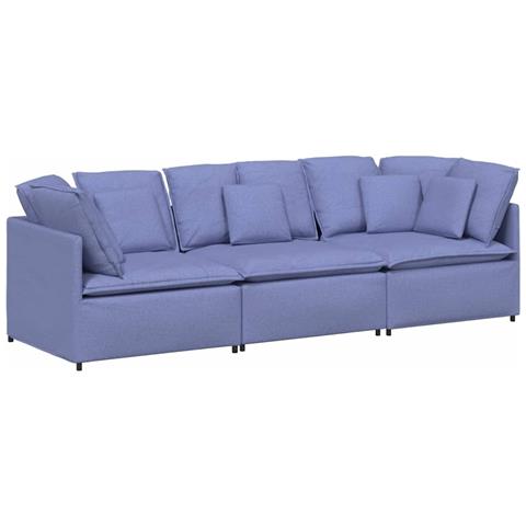 Divano Modulare con Cuscini in Tessuto Jeans Blu - Foto 1