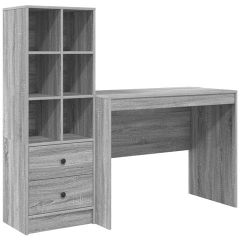 Scrivania con Spazio di Archiviazione Grigio Sonoma Legno Ingegnerizzato - Foto 1