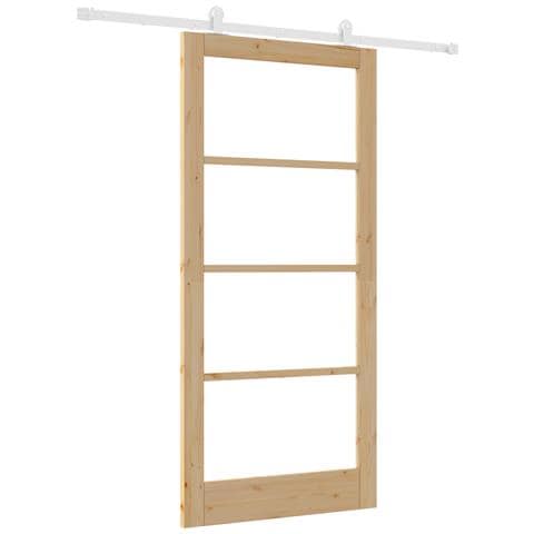 Porta Scorrevole  con Set di Componenti 'ORKDAL'Legno Massello e Vetro, Porta Interna  con Vetro 'ORKDAL'93x202x4 cm Legno Massello di Pino - Foto 1