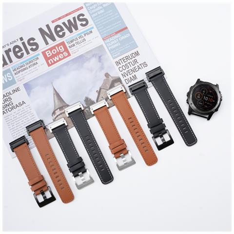 Cinturino In Vera Pelle Stile Retrò Compatibile Con Garmin Fenix 8/fenix 7x /fenix 3 Black 20 Mm - Foto 4
