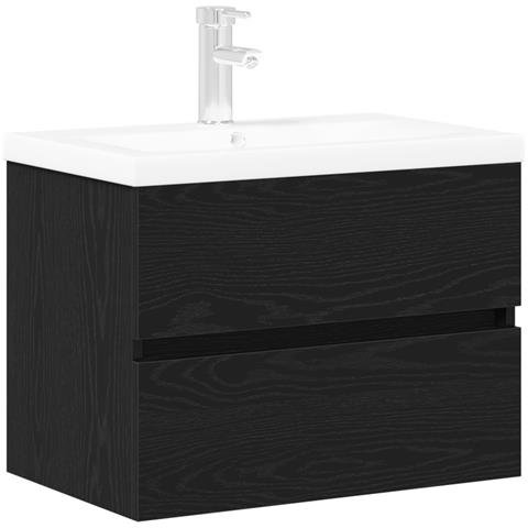 Mobile Lavabo  con Lavabo Integrato Rovere Nero Legno Ingegnerizzato, Mobile Lavabo  Rovere Nero 60x38,5x45 cm Legno Ingegnerizzato - Foto 1