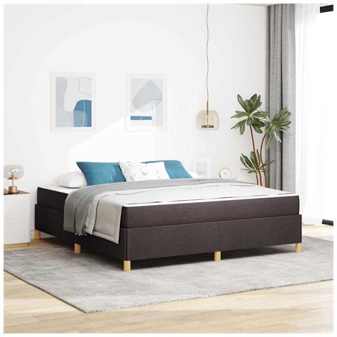 Letto a molle Marrone scuro e Bianco 180 x 200 cm Tessuto - Foto 2