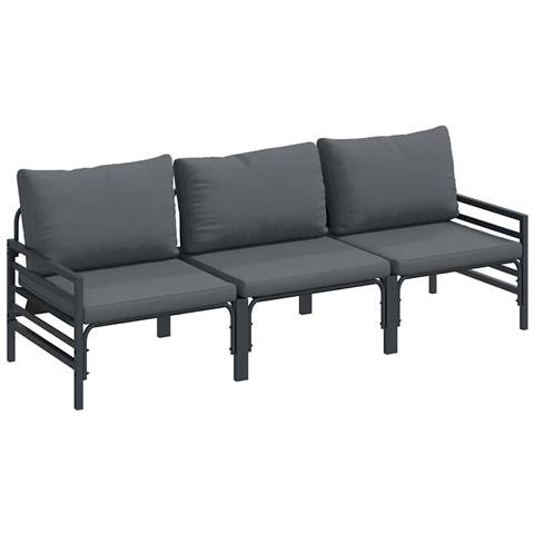 Set Divano da Giardino 3 pcs Antracite Acciaio - Foto 1