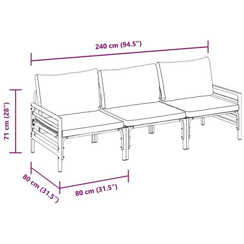 Set Divano da Giardino 3 pcs Antracite Acciaio - Foto 9
