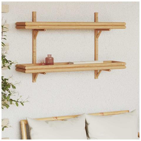 Ripiano a Muro con lo scaffale Marrone 100 x 26 x 60 cm Bambù - Foto 2