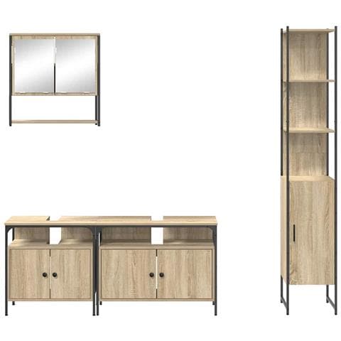 Set di mobili per il bagno con porta 4 pcs rovere sonoma Media - Foto 9