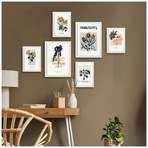 Set Di 6 Stampe Stampe Artistiche Floreali In Inchiostro Nero In Stile Schizzo Per L'interior Design A3 & A4 Senza Cornice - Foto 5