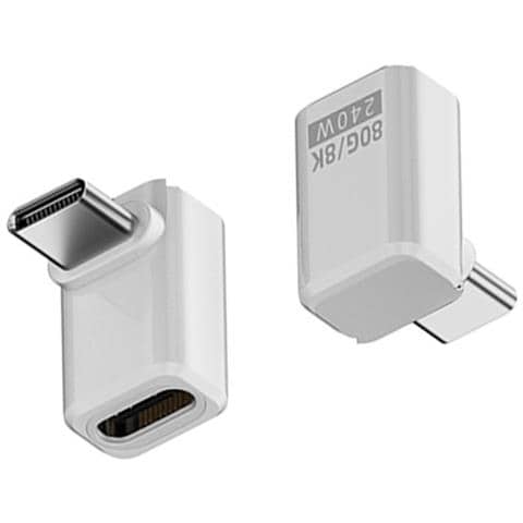 Adattatore Usb-c Femmina A Maschio Ad Angolo Retto 240w 80gbps (confezione Da 2) White - Foto 3