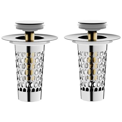 K10 Tappo Di Scarico Pop-up Per Lavabo Bagno Standard Usa Con Cestello, Argento, Confezione Da 2 - Foto 1