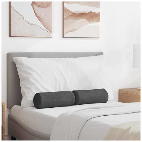 Cuscini a rullo 2 pcs Grigio scuro Ø 15 x 40 cm - Foto 2