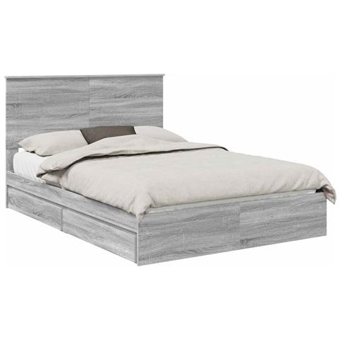 Letto con Contenitore con testiera Grigio Sonoma 160 x 200 cm - Foto 1