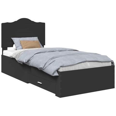 Struttura del letto Nero 70 x 190 cm Legno ingegnerizzato - Foto 1