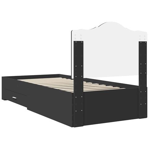 Struttura del letto Nero 70 x 190 cm Legno ingegnerizzato - Foto 9