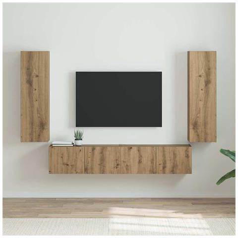 Mobile TV da parete 2 pcs Rovere Artigianale 30 x 31 x 100 cm - Foto 2