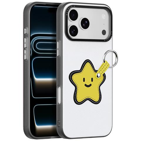 Cover per iPhone 17 Pro - PC+Pelle /PU, Bianco, Con Anillo - Foto 1