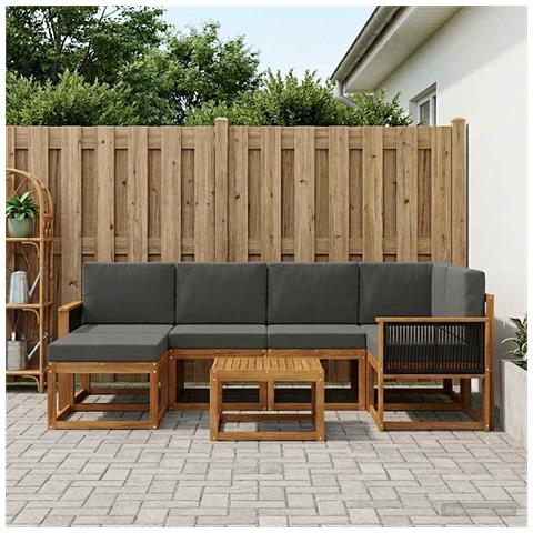 Set di divani da esterno con cuscino 7 pcs Naturale e Antracite - Foto 2