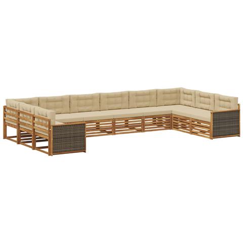 Set divani con cuscino 10 pcs Legno di Acacia Massello - Foto 1
