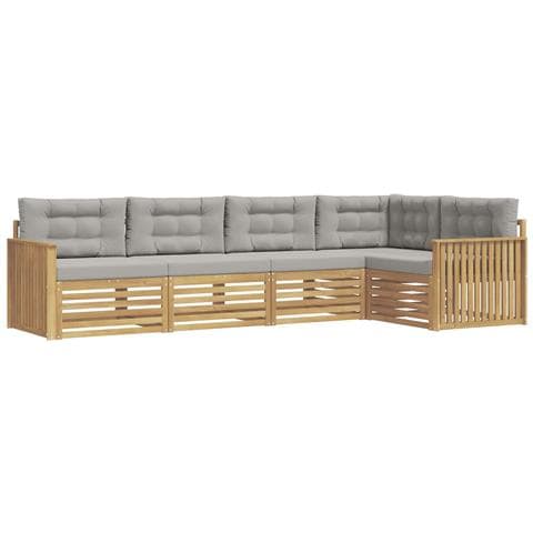 Set di divani da esterno 5 pcs Bianco e Grigio Chiaro - Foto 1