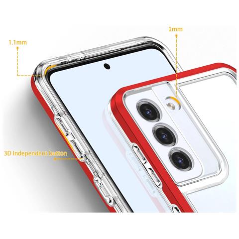 Custodia Trasparente 3in1 Per Samsung Galaxy S22+ (s22 Plus), Con Cornice In Gel, Rossa - Foto 1