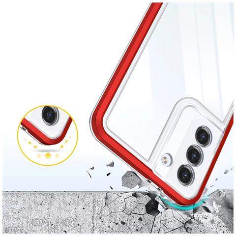 Custodia Trasparente 3in1 Per Samsung Galaxy S22+ (s22 Plus), Con Cornice In Gel, Rossa - Foto 2