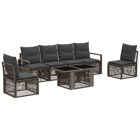 Set Divano da Giardino 7 pz Grigio e Grigio Scuro polyrattan - Foto 1