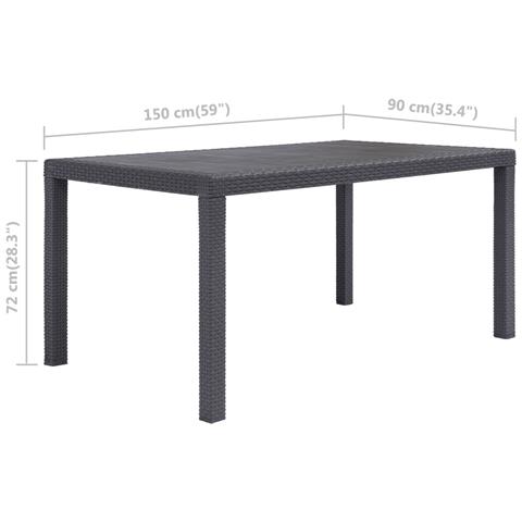 Tavolo Da Giardino Marrone 150x90x72 Cm Plastica Stile Rattan - Foto 2