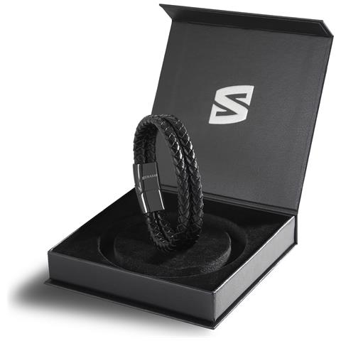 Bracciale in Pelle per Uomo, ""Double"", 17cm, Nero - Foto 6