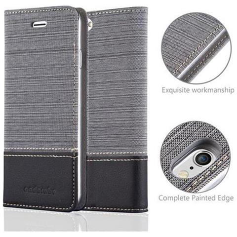 Custodia Compatibile Con Apple Iphone 6 Plus / Iphone 6s Plus In Grigio Nero - Coperchio Protettiva Con Chiusura Magnetica, Funzione Stand E Tasca Per Le Carte - Foto 9