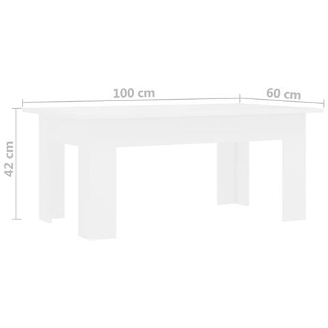 Tavolino da Salotto Bianco 100x60x42 cm in Legno Multistrato - Foto 6