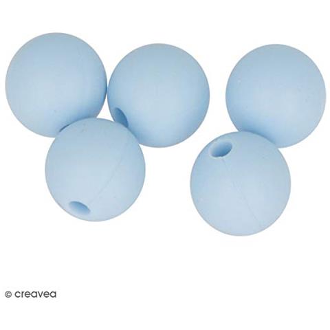 Perlina Di Silicone Tonda X 5 - 10 Mm - Blu Pastello - Foto 2