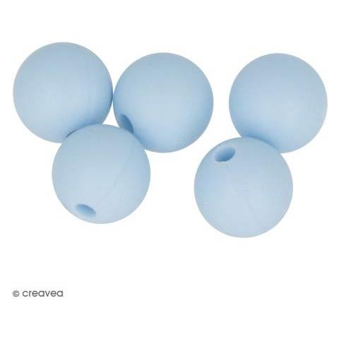 Perlina Di Silicone Tonda X 5 - 10 Mm - Blu Pastello - Foto 1