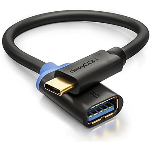 USB 2.0 OTG Adapter - C / A - black - 0,20m Nero cavo di interfaccia e adattatore - Foto 1
