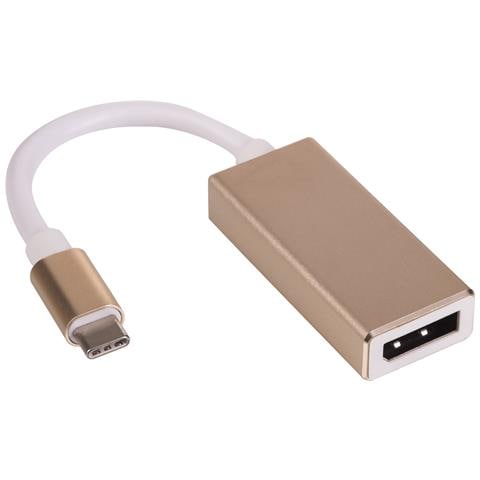 AK-AD-56 adattatore per inversione del genere dei cavi USB Typ C DisplayPort Oro, Bianco - Foto 1