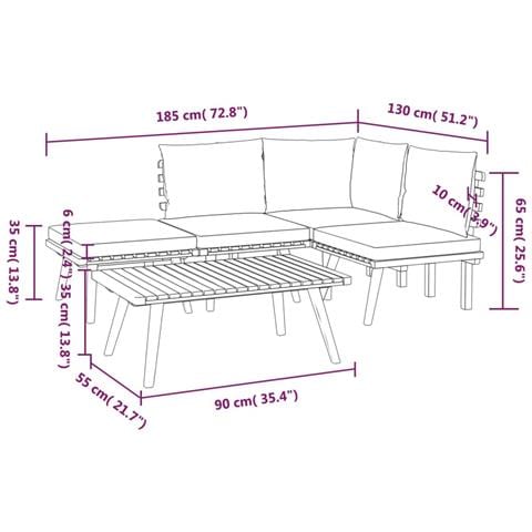 Set Divani da Giardino 5 pz con Cuscini in Massello di Acacia - Foto 7