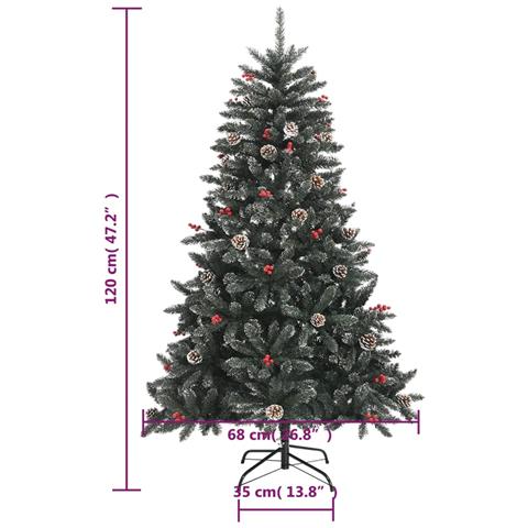 Albero Di Natale Artificiale Con Base Verde 120 Cm Pvc - Foto 9