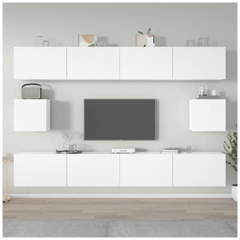 Set di Mobili Porta TV 6 pz Bianco in Legno Multistrato - Foto 6