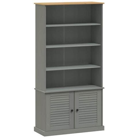 Libreria Vigo 85x35x170 Cm In Legno Massello Di Pino Grigio - Foto 1