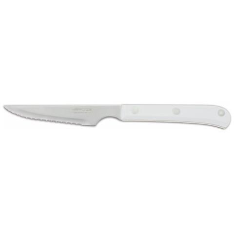 Coltello Da Bistecca In Acciaio Inox, Manico In Poliossimetilene, Bianco, 115 Mm. Coltello A Lama Seghettata, Sottile E Resistente. Utilizzato Per Tagliare Senza Fatica Bistecche E Carne Leggermente Grigliata. - Foto 1