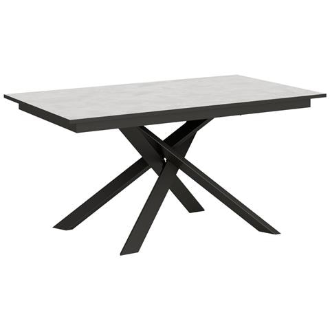 Tavolo Allungabile 90x160/220 Cm Ganty - Bordo Antracite Telaio Antracite - Bianco Spatolato - Foto 5
