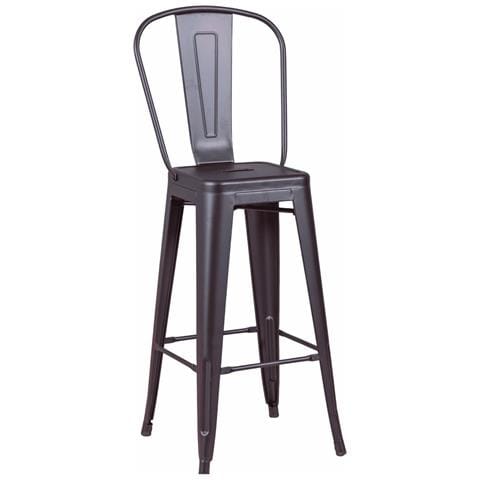 Sgabello In Metallo In Acciaio Laccato Con Schienale Alto (76 Cm) - Bistro - Foto 1
