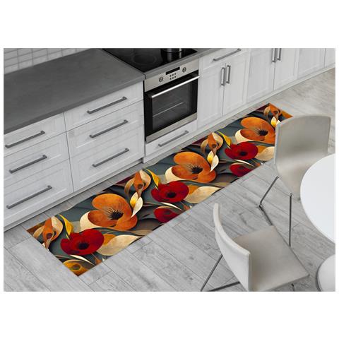 Tappeto Passatoia Cucina Antiscivolo Sottolavello Digitale Disegno Ninphea 50x600 Ninphea - Foto 2