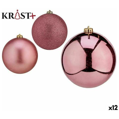 Set Di Palline Di Natale Rosa Pvc 10 Cm (12 Unità) - Foto 1