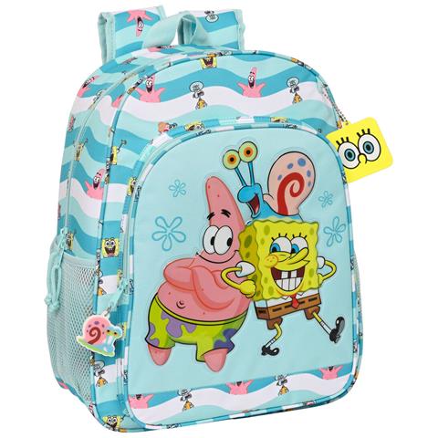 Zaino Scuola Spongebob Stay Positive Azzurro Bianco (33 X 42 X 14 Cm) - Foto 1