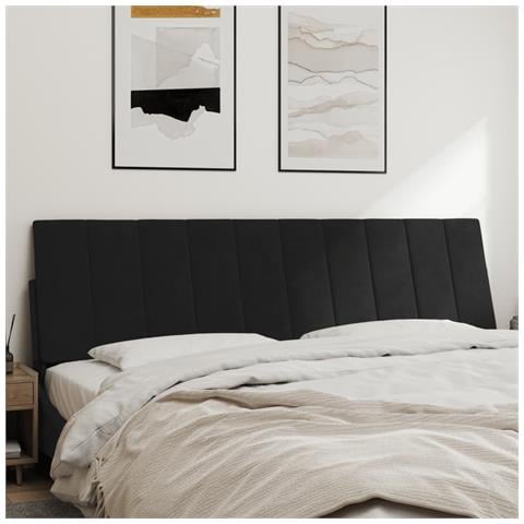 Cuscino Testiera Nero 180 Cm In Velluto - Foto 3