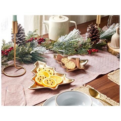 Set Di 2 Piattini Portaoggetti Albero Di Natale Durian Metallo Oro - Foto 1