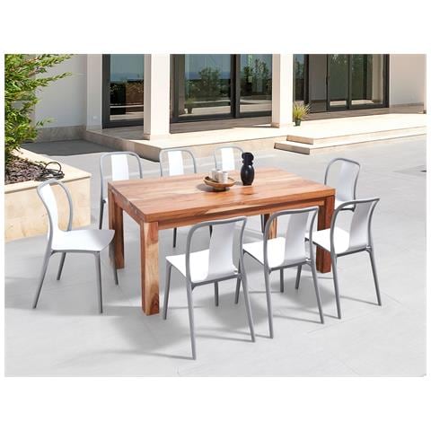Set Di 8 Sedie Da Giardino Bianco E Grigio Spezia - Foto 1