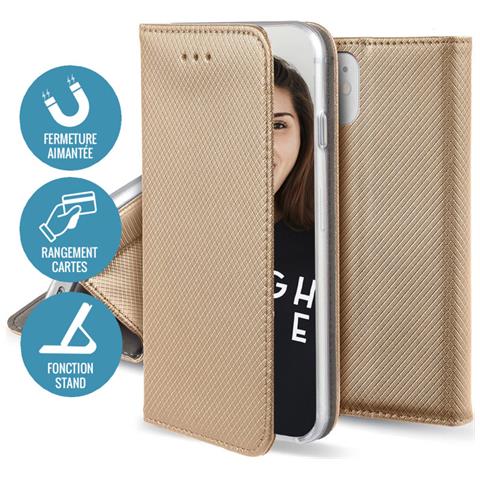 Custodia Folio Per Iphone 14 Pro Max Magnetica Funzione Supporto, Oro - Foto 2